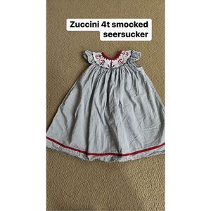 Zuccini smocked nautical seersucker dress size 4